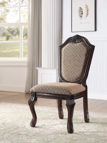 ACME Chateau De Ville Side Chair (Set-2), Fabric & Espresso 64077A