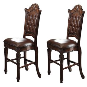 Cherry Counter Height Stools with Nailhead Trim (Set of 2)