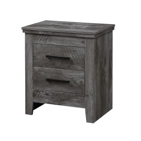 Rustic Grey Oak 2-Drawer Nightstand