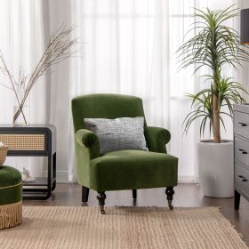 Eloise 30" Pleated Sock Arm Accent Armchair, Olive Green Performance Velvet