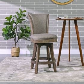 Henry 27' Armless Swivel Counter Height Bar Stool, Heathered Grey Linen