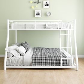 Metal Bunk Bed Twin Over Full Size with Removable Stairs, Heavy Duty Sturdy Frame with 12" Under-Bed Storage for Teen & Adults, Teens