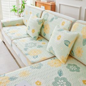 Summer latex ice silk sofa cover, all inclusive, universal cover, cat proof and scratch resistant sofa cover, universal cool mat, seat cushion (Color: Green Lotus, size: 60*180)