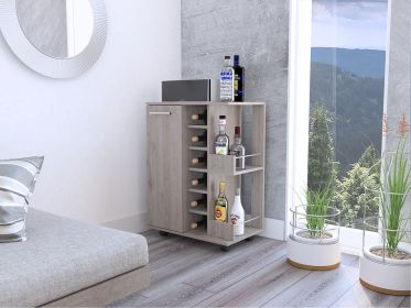 Tennessee Bar Cart, One Cabinet With Division, Six Cubbies For Liquor, Two Shelves (Color: as Pic)