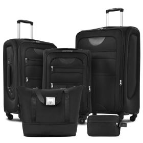 Softside Luggage Expandable 3 Piece Set Suitcase with Duffel Bag Upright Spinner Softshell Lightweight Luggage Travel Set (Color: as Pic)